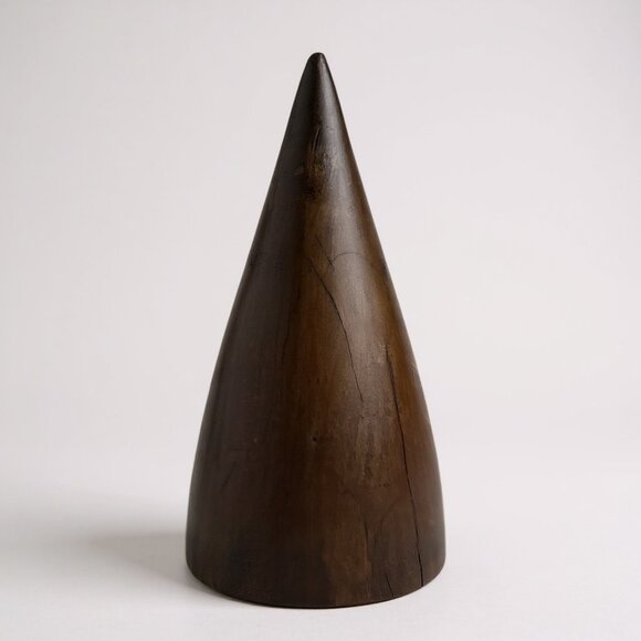 Artisan Carved Wood Cone – Dark Walnut Sculptural Tree, Arhaus 2021 - Picture 3 of 5